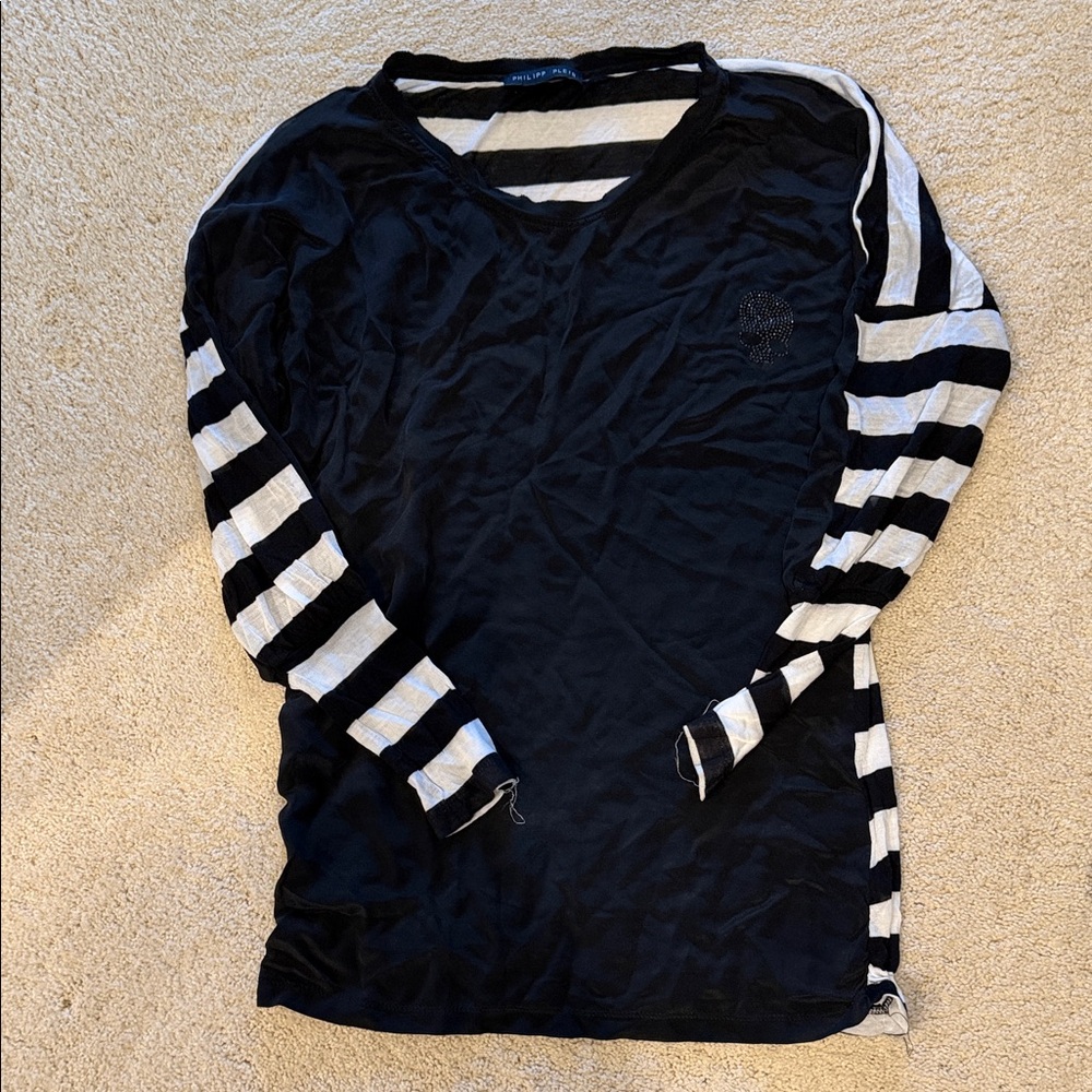 Black and White Striped Kids Shirt